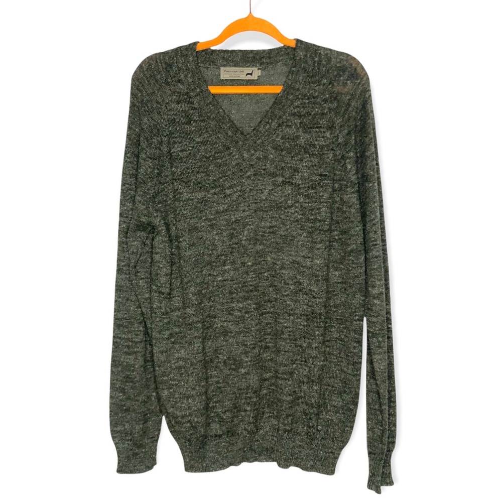 PERUVIAN LINK V-Neck Alpaca Pullover Sweater. Size Large